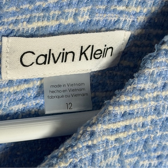 Calvin Klein Size 12 Cap Sleeve Tweed Sheath Dress Serene Blue Womens EUC Zip - Picture 3 of 10